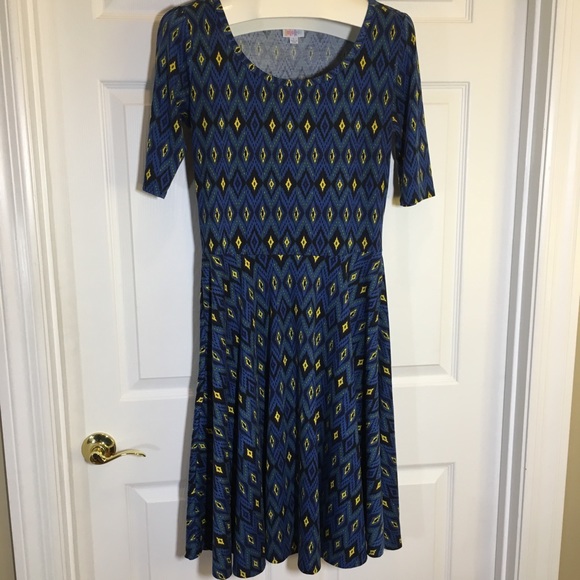 LuLaRoe Blue Short Sleeve Dress Size L - Picture 1 of 5